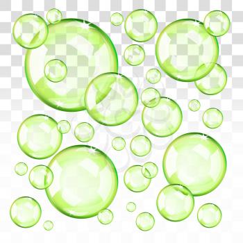 Transparent green bubbles. Eps 10 editable, gradients with transparency. Easy to pu over any background.