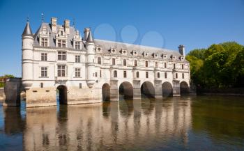 Chateau de Chenonceau over the river in Loire Valley, France