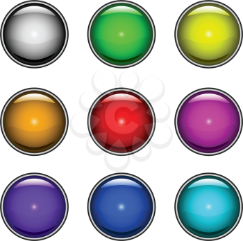 Royalty Free Clipart Image of a Set of Colourful Buttons