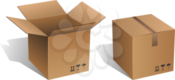 Royalty Free Clipart Image of Two Cardboard Boxes