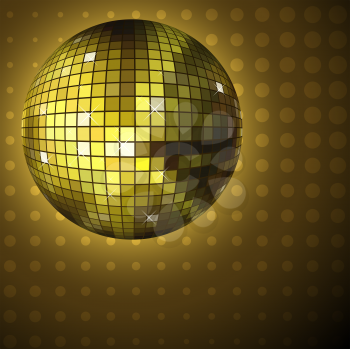 Golden disco ball vector background. EPS10 file.