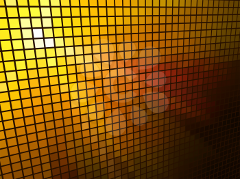 Abstract orange light 3D mosaic horizontal vector background.