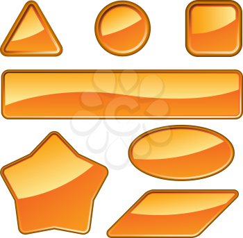 Set of glossy orange labels isolated on white.