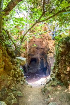 Cova des Coloms – the biggest natural cave at Barranc de Binigaus, Menorca, Spain.