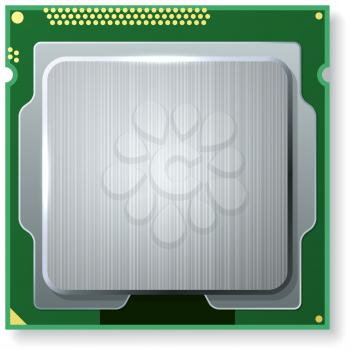 Modern computer core processing unit (CPU) isolated on white background.