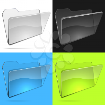 Glass file folder vector template. Easy to change background color.