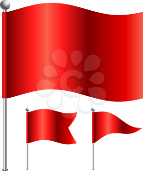 Red flags vector illustration with 3 shape variants.