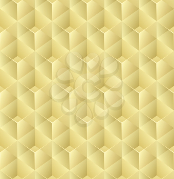 Seamless 3D yellow glass cubes vector pattern.