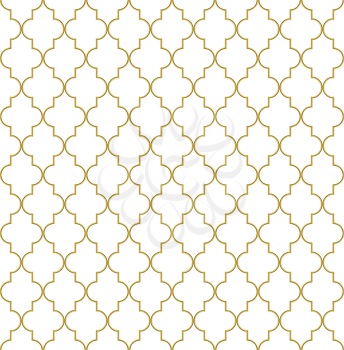 Seamless golden oriental window grille vector pattern.