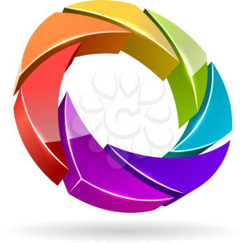 Abstract colorful photo shutter aperture 3D vector icon.