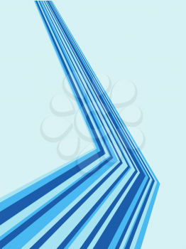 Blue angled stripes vector background with copy space.