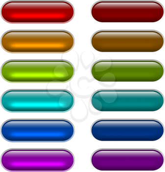 Сolor light glossy glass buttons isolated on white background.
