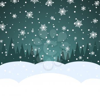 Abstract blank Christmas snowfall card vector template with copy space.