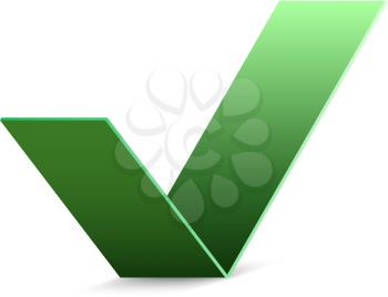 Abstract green paper check mark vector sign.