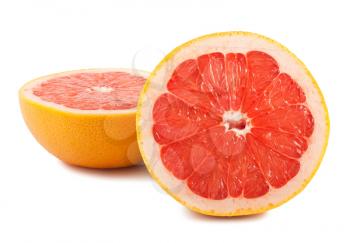 Royalty Free Photo of a Ripe Grapefruit Cut in Half