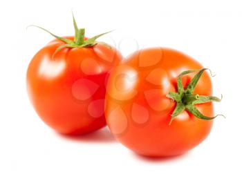 Two ripe tomato isolated on white background