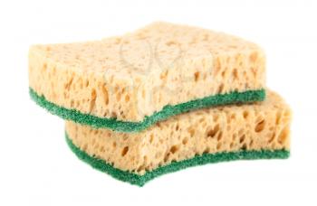 Pair of washing sponges isolated on a white background 