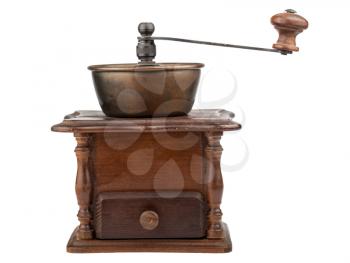 Vintage coffee mill isolated on white background