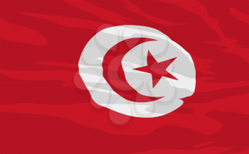Royalty Free Clipart Image of the Flag of Tunisia