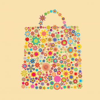 Royalty Free Clipart Image of a Floral Shopping Bag
