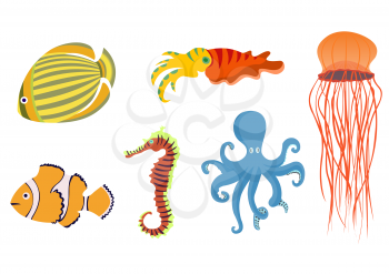 Royalty Free Clipart Image of Aquatic Animals