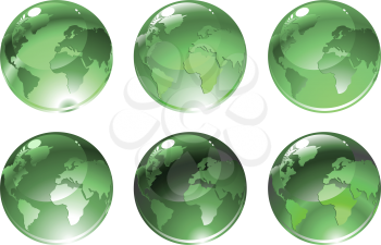 Royalty Free Clipart Image of Green Globe Icons