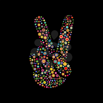 Royalty Free Clipart Image of a Floral Peace Sign