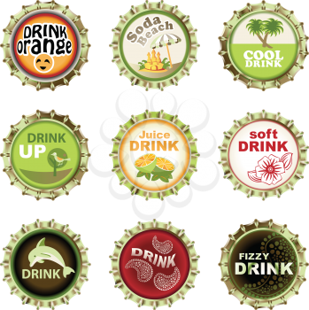 Royalty Free Clipart Image of Bottle Caps
