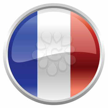 Royalty Free Clipart Image of a Round France Flag Button