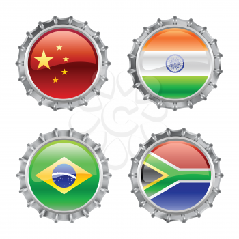 Royalty Free Clipart Image of Flag Bottlecaps