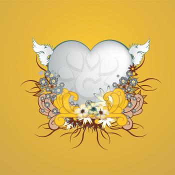 Royalty Free Clipart Image of a Floral Heart Frame