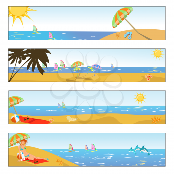 Royalty Free Clipart Image of Beach Banners