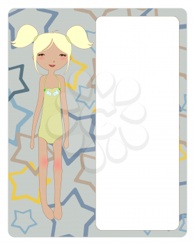 Royalty Free Clipart Image of a Girl in a Swimsuit