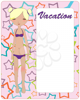 Royalty Free Clipart Image of a Girl in a Swimsuit