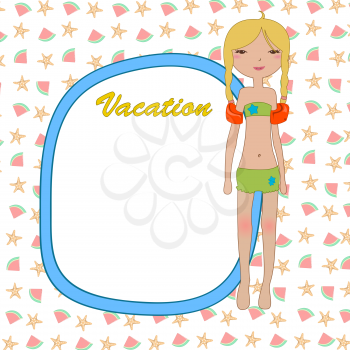 Royalty Free Clipart Image of a Girl in a Swimsuit