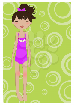 Royalty Free Clipart Image of a Girl in a Swimsuit