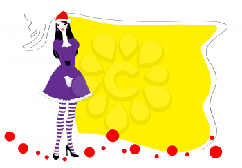 Royalty Free Clipart Image of a Woman in a Holiday Dress