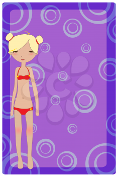 Royalty Free Clipart Image of a Girl in a Swimsuit