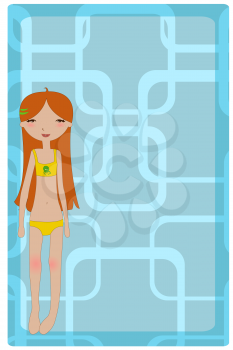 Royalty Free Clipart Image of a Girl in a Swimsuit