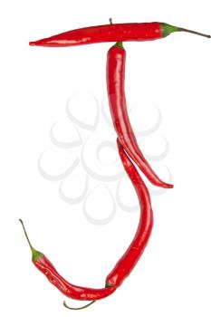 J letter made from chili, with clipping path
