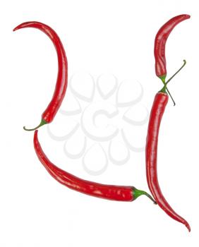 U letter made from chili, with clipping path
