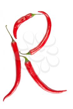 r letter made from chili, with clipping path
