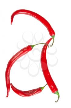 a letter made from chili, with clipping path
