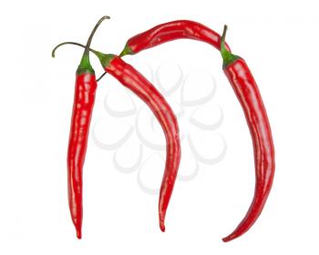 M letter made from chili, with clipping path
