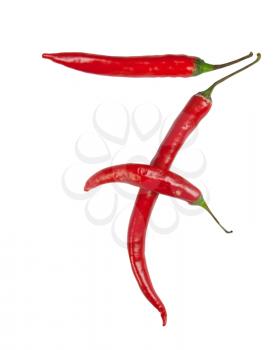 Number 7 made from chili, with clipping path
