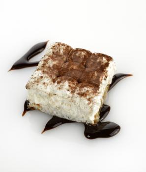 Tiramisu Cake On White Background