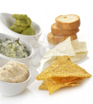 Dips With Corn Chips And Toasts