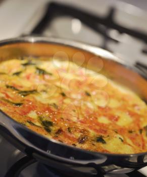 Omelette In A Pan ,Close Up