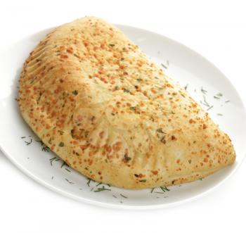 Cheese Calzone On White Plate