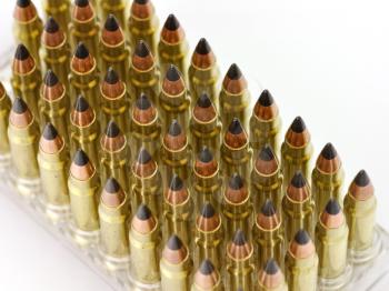 Closeup of hunting bullets for hunting carbine. 